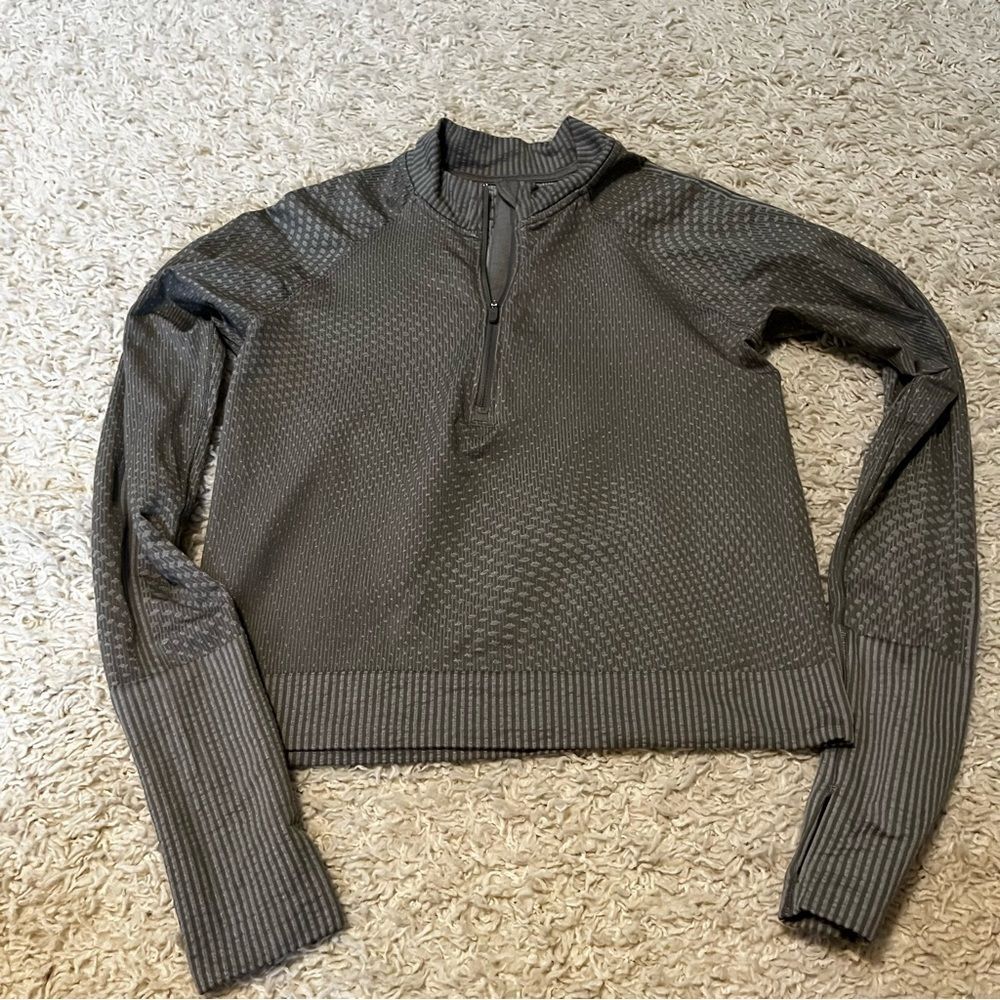 Lululemon Rest Less Cropped Half-Zip raw linen size 8